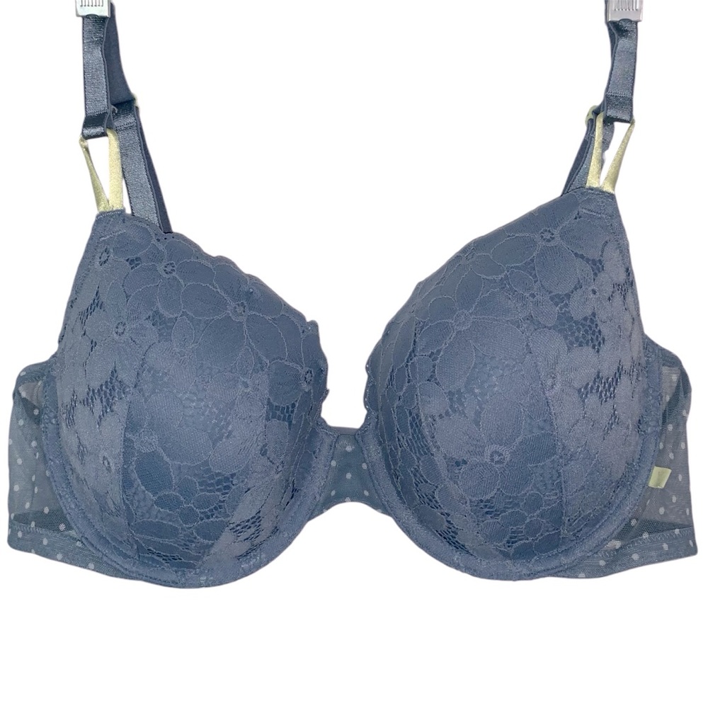 Victoria Secret blue lace with polkadots on back bra size 36D